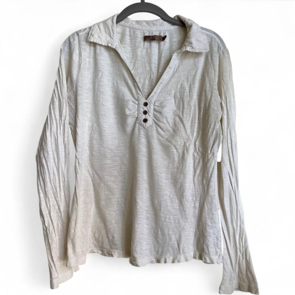 Prana Women's Cream and White Blouse